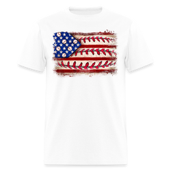 Baseball American Flag T Shirt - white
