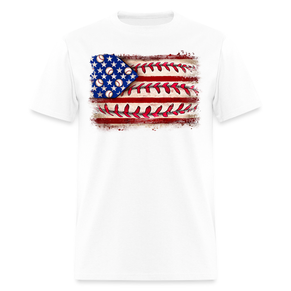 Baseball American Flag T Shirt - white