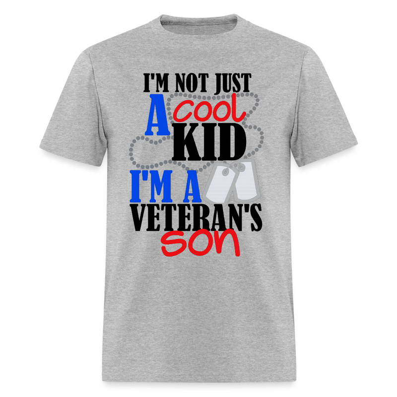 I'm Not Just A Cool Kid I'm a Veteran's Son T Shirt - 2 - heather gray