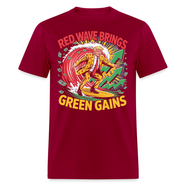 Red Wave Brings Green Gains T Shirt - dark red
