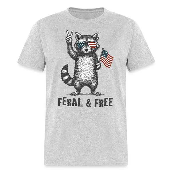 Feral And Free Raccoon T Shirt - heather gray