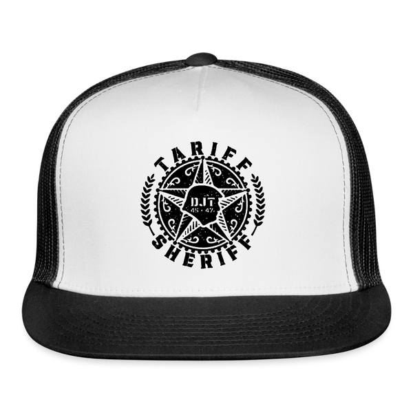 Tariff Sheriff 45 47 Trump Trucker Hat - white/black