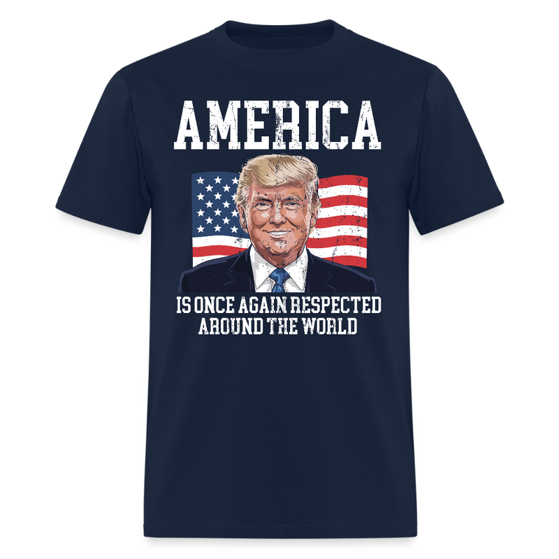 America Is Once Again Respected T Shirt - navy