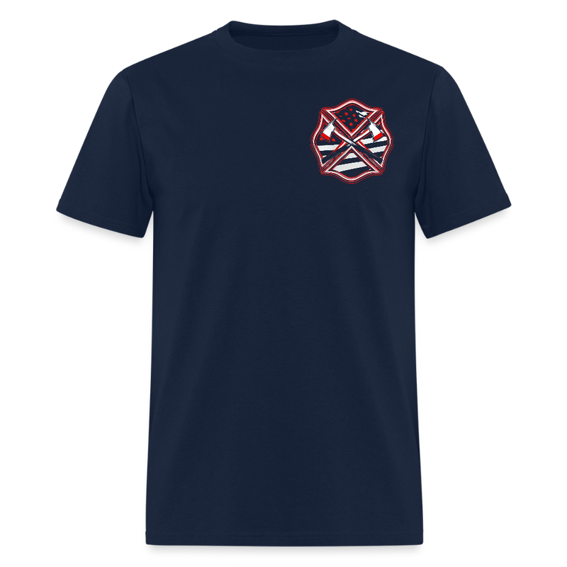 Firefighter Axe Flag Double Sided T Shirt - navy