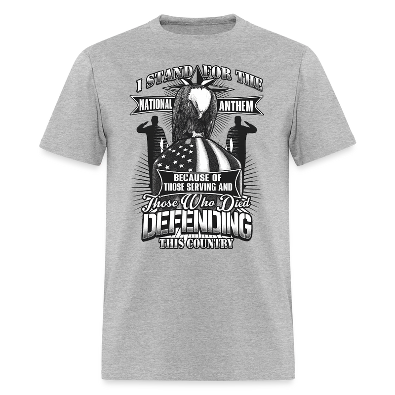 I Stand for the National Anthem Veteran T Shirt - 2 - heather gray