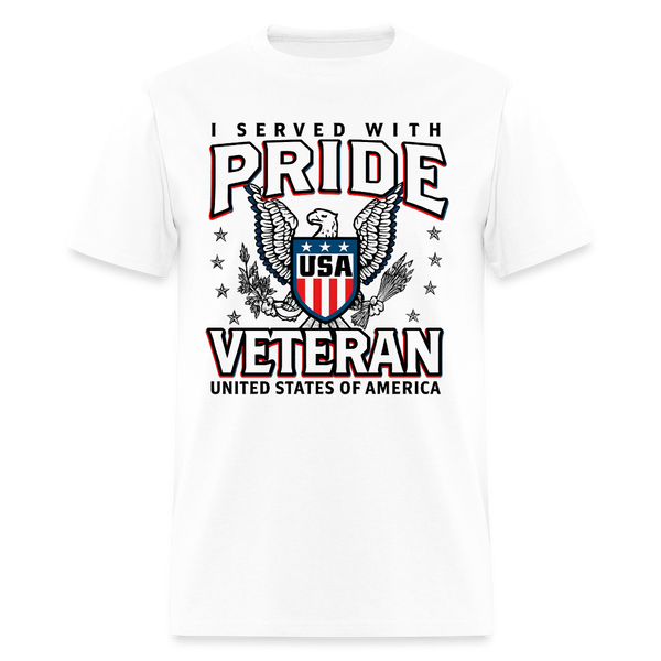 I Served with Pride Veteram USA T Shirt - white