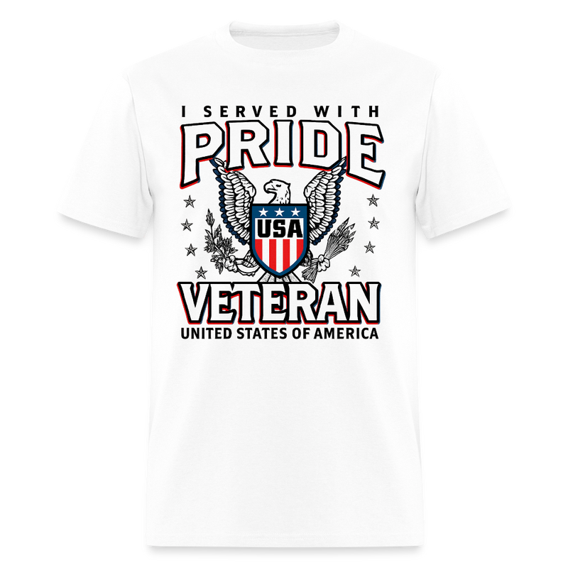 I Served with Pride Veteram USA T Shirt - white