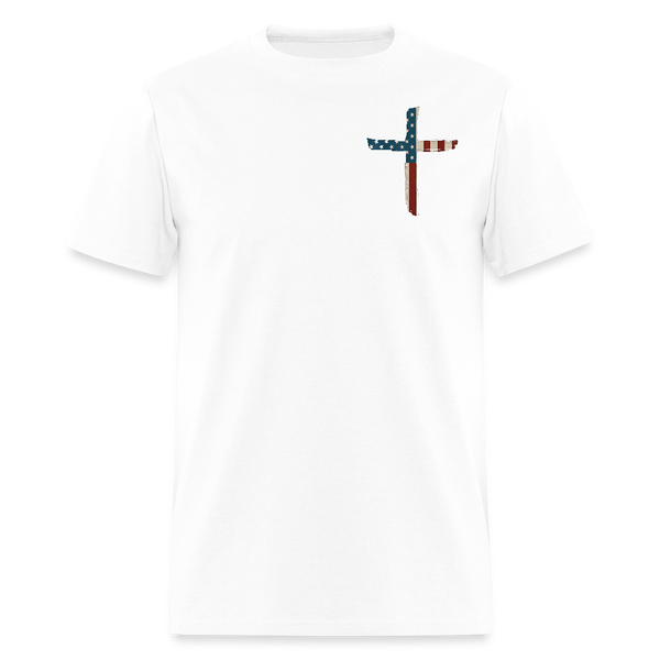 Stand For The Flag Kneel For The Cross White T Shirt - white