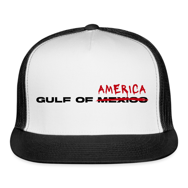 Gulf Of America Not Mexico Trucker Hat - white/black