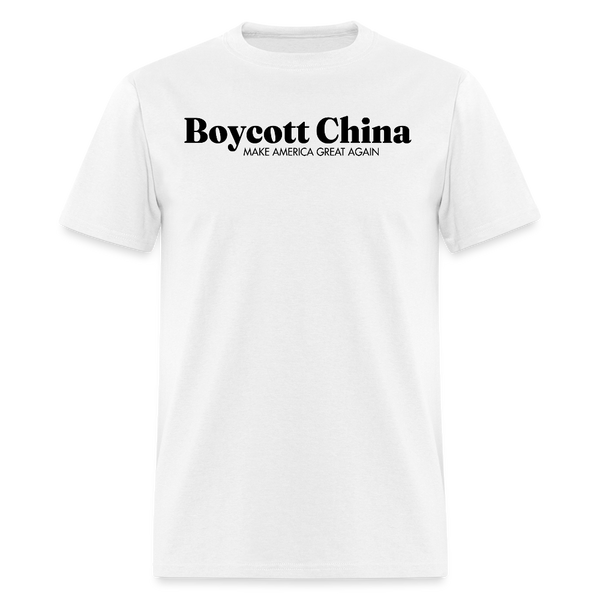 Boycott China Make America Great Again T Shirt - white