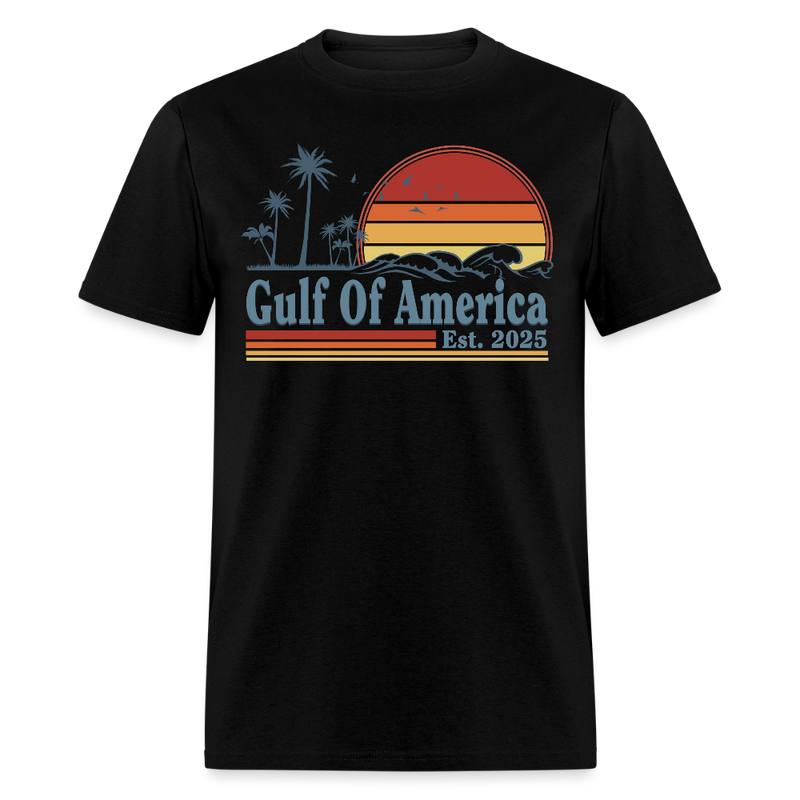 Gulf Of America Est 2025 Retro Vintage Beach T Shirt - black