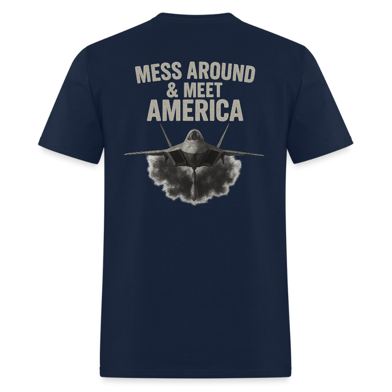Mess Around & Meet America T Shirt - navy