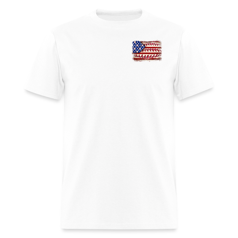 Baseball American Flag Double-Sided Print T Shirt - white