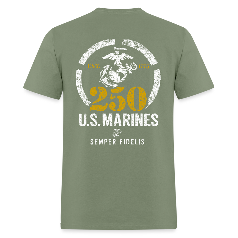 250th United States Marines Semper Fidelis Est. 1775 T Shirt - military green