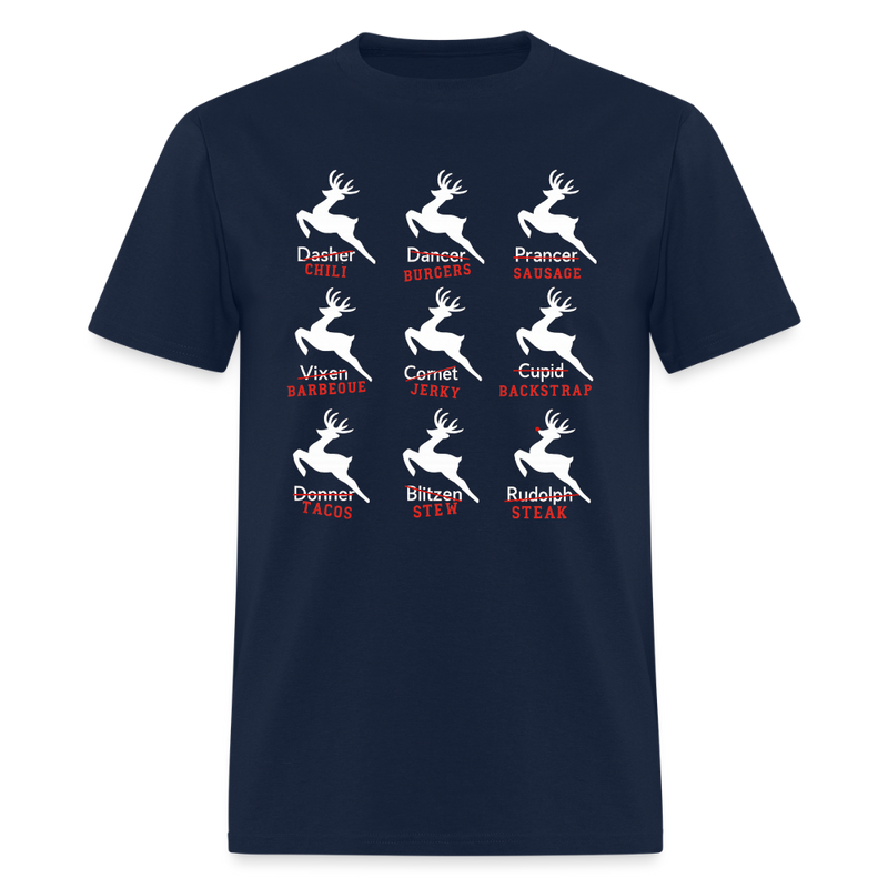 Santa's Reindeer Funny Hunting T Shirt - navy