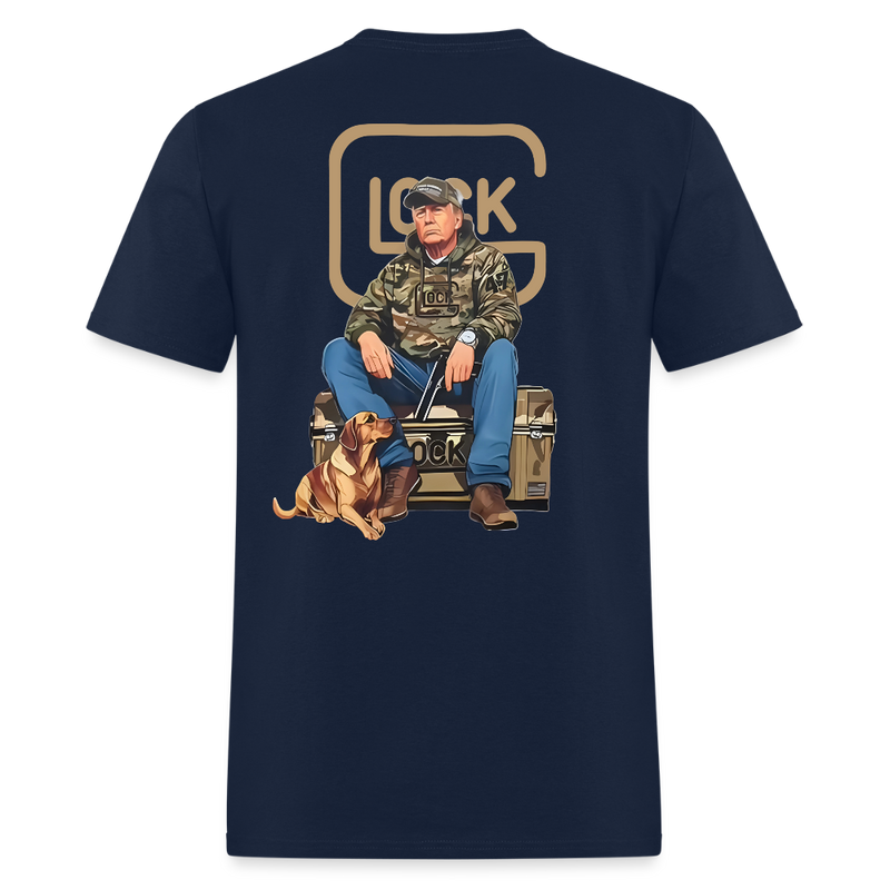 Trump Duck Hunting Glock Gun T Shirt - navy
