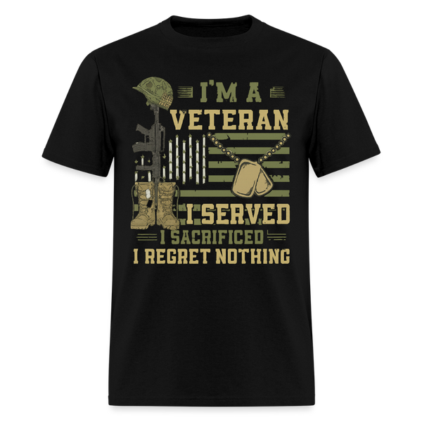 I'm a Veteran I Regret Nothing T Shirt - black