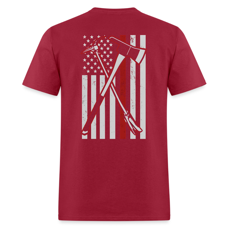 Firefighter Axe Flag Double Sided T Shirt - dark red