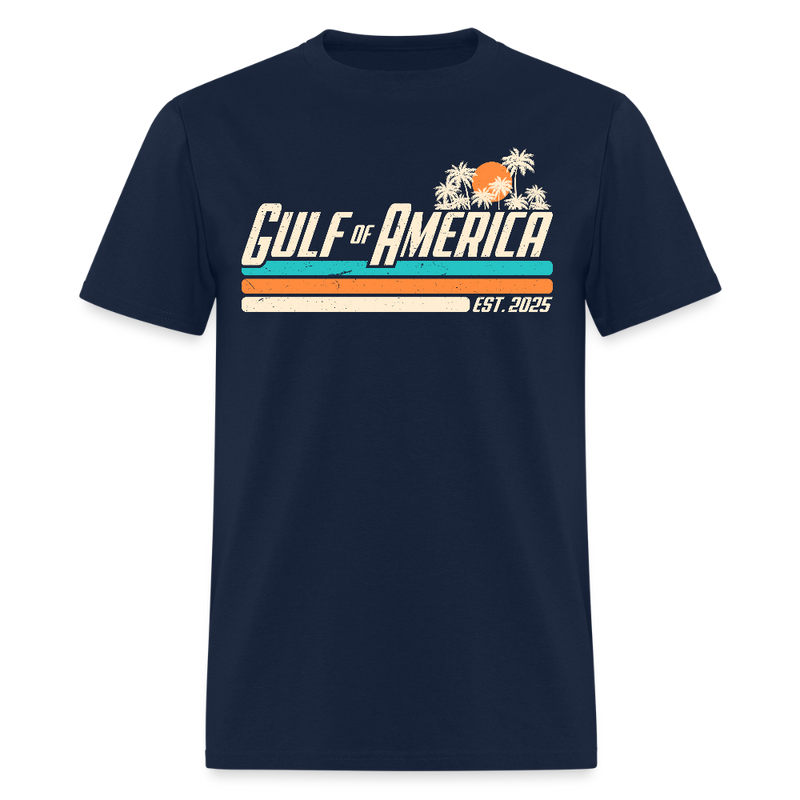 Gulf Of America Est. 2025 Nacho Gulf No More Trump Double Sided T Shirt - navy