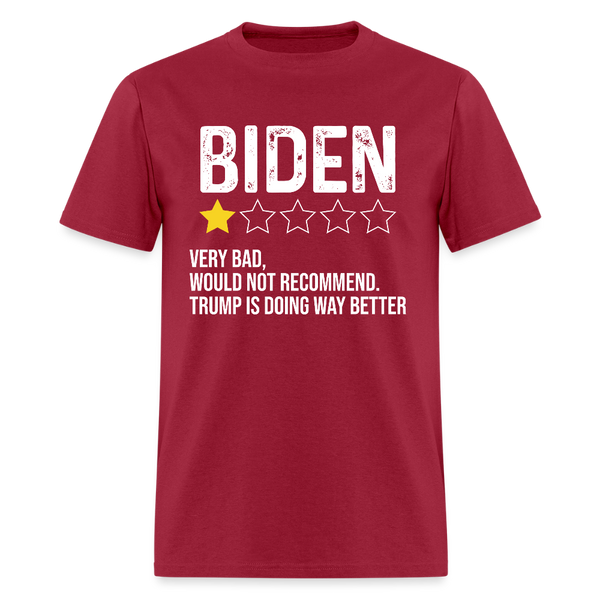 Biden 1 Star Review Very Bad T Shirt - dark red