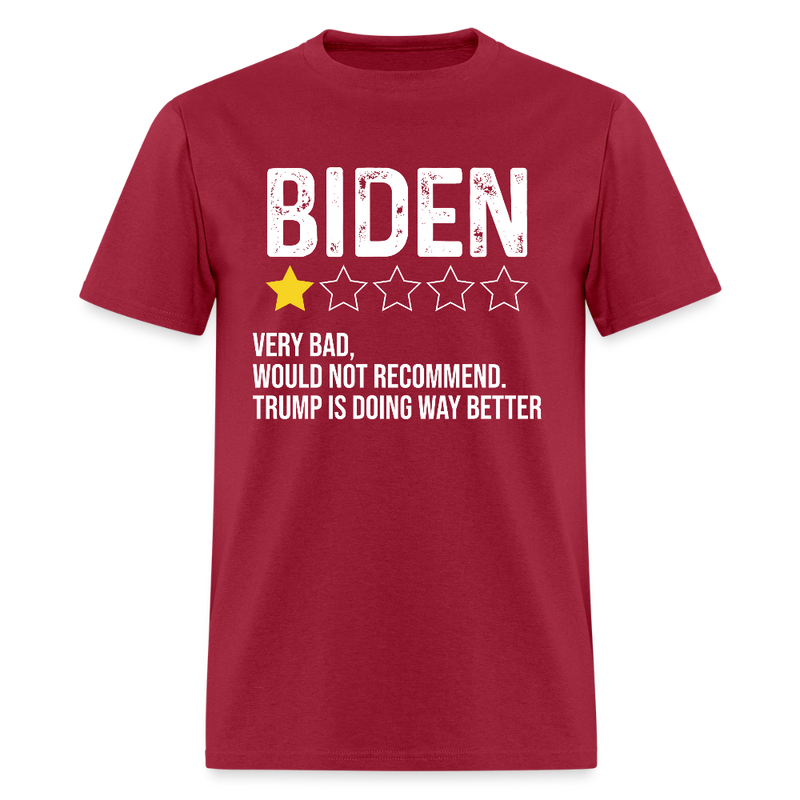 Biden 1 Star Review Very Bad T Shirt - dark red