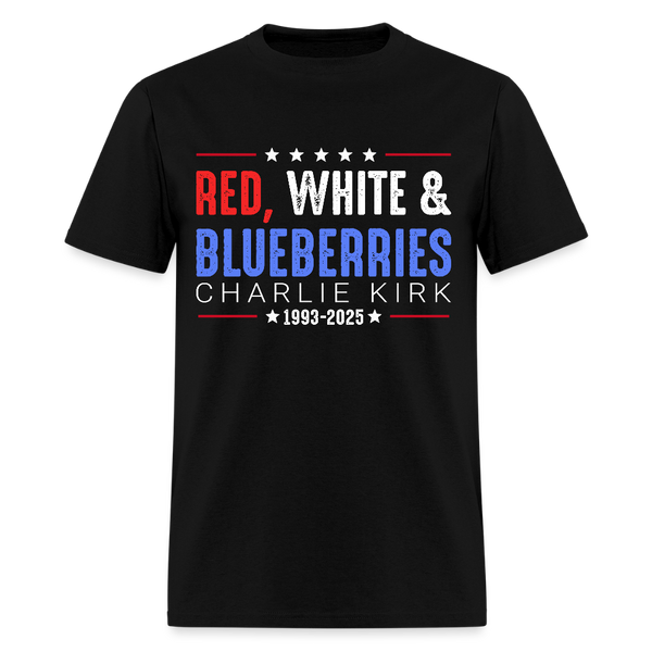 Red White and Blueberries Charlie Kirk Patriotic T Shirt - black