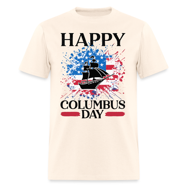 Happy Colombus Day T Shirt - 3 - natural