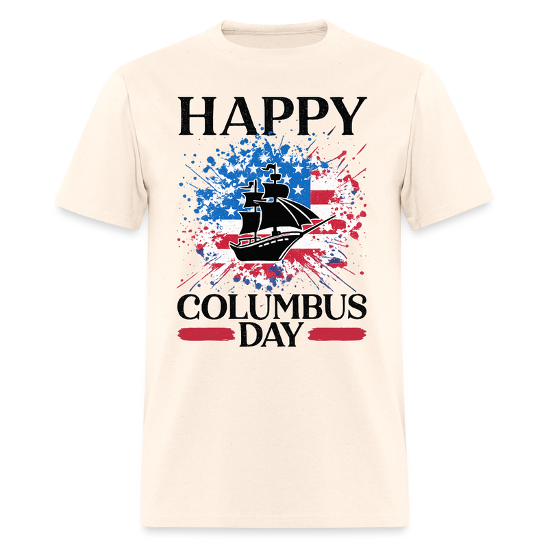 Happy Colombus Day T Shirt - 3 - natural