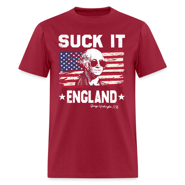 Suck It England George T Shirt - dark red