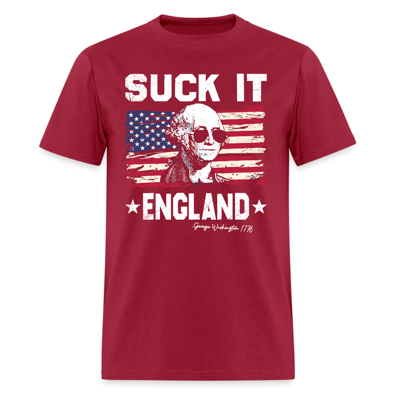 Suck It England George T Shirt - dark red