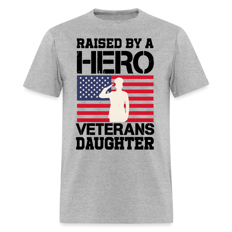 Raised By A Hero Veterans T Shirt - heather gray
