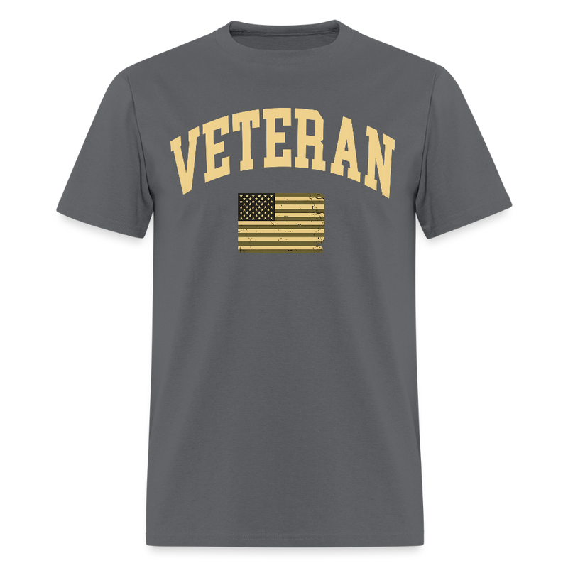 Veteran USA Flag T Shirt - 2 - charcoal