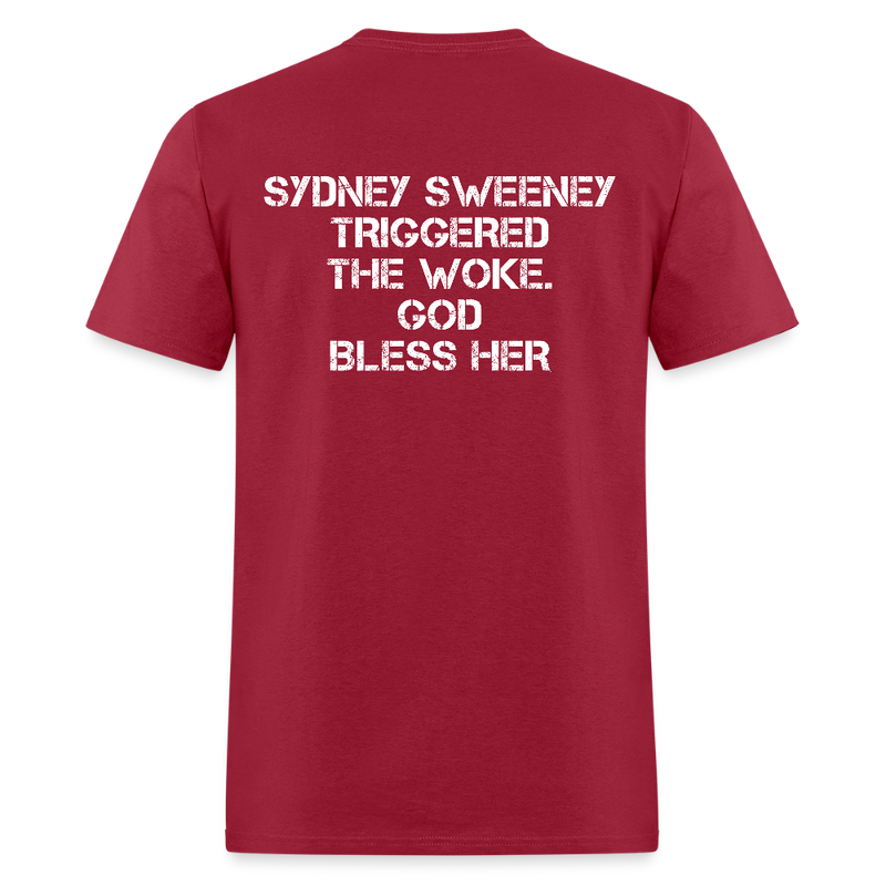Sydney Sweeney Triggered The Woke T Shirt - dark red