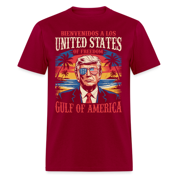 Bienvenidos a los United States of Freedom Gulf of America T Shirt - dark red