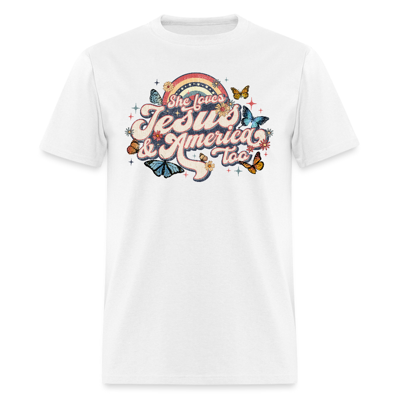 She Loves Jesus And America Too T Shirt - 2 - white