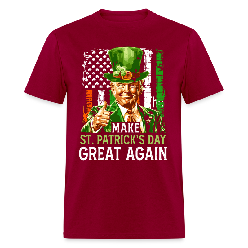 Make St Patrick's Day Great Again Shamrock Trump T Shirt - dark red