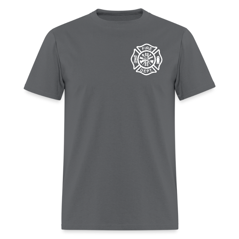 Fire Dept. Firefighter Skull American Flag T Shirt - charcoal