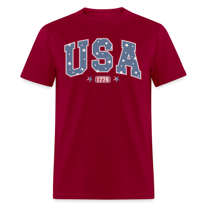 USA 1776 Retro T Shirt - dark red