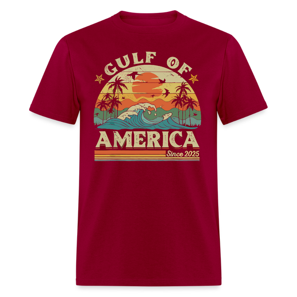 Gulf of America Since 2025 Retro Beach T Shirt - dark red