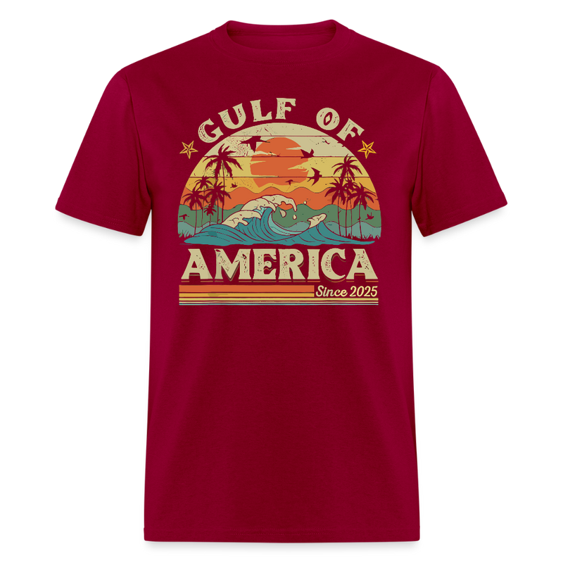 Gulf of America Since 2025 Retro Beach T Shirt - dark red