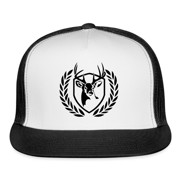 Deer Hunting Trucker Hat - white/black
