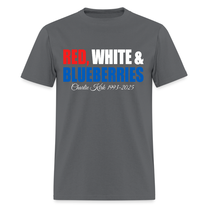 Red White and Blueberries Charlie Kirk 1993-2025 T Shirt - charcoal