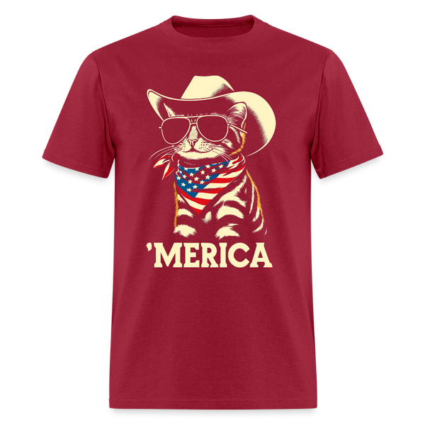 USA 'Merica Cat T Shirt - dark red