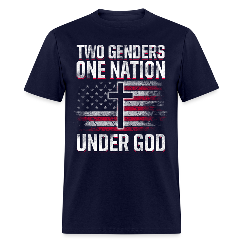 Two Genders, One Nation, Under God T Shirt - navy