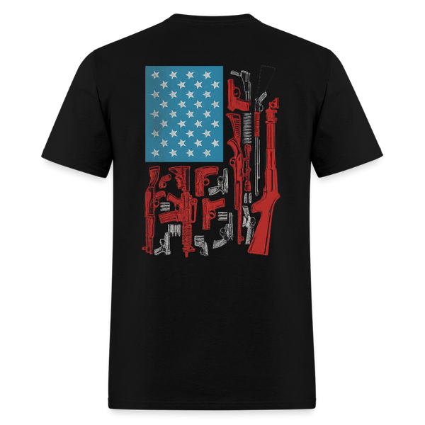 American Flag Guns Riffles Bullets T Shirt - black