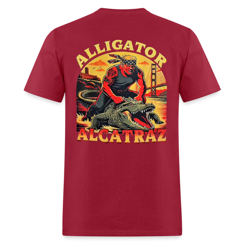 Alligator Alcatraz Trump Double-sided Print T Shirt - dark red
