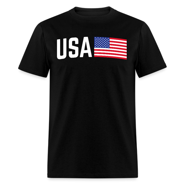USA Flag T Shirt - black