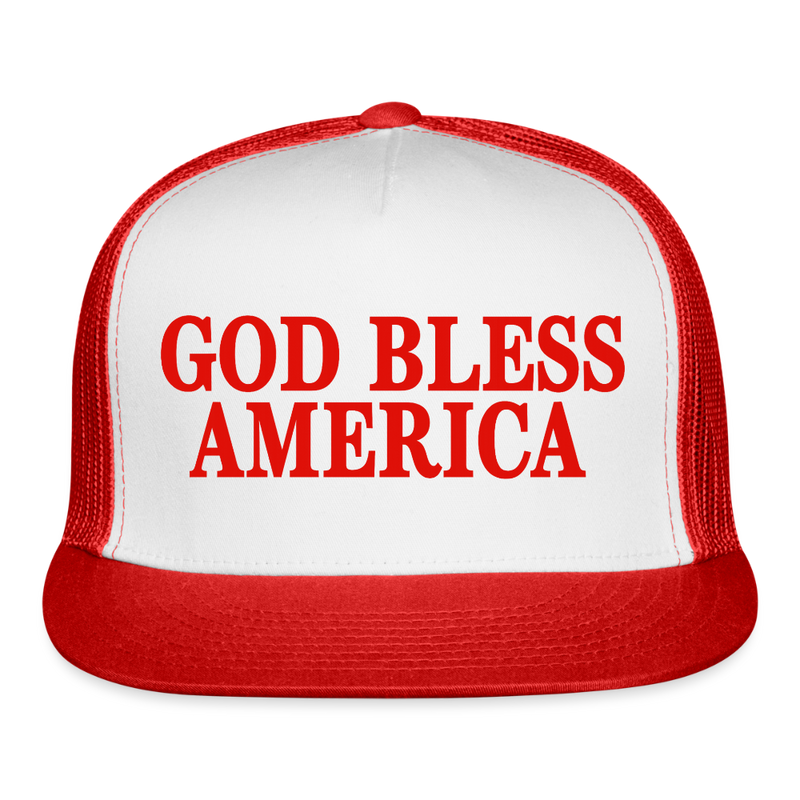 God Bless America Red Trucker Hat - white/red