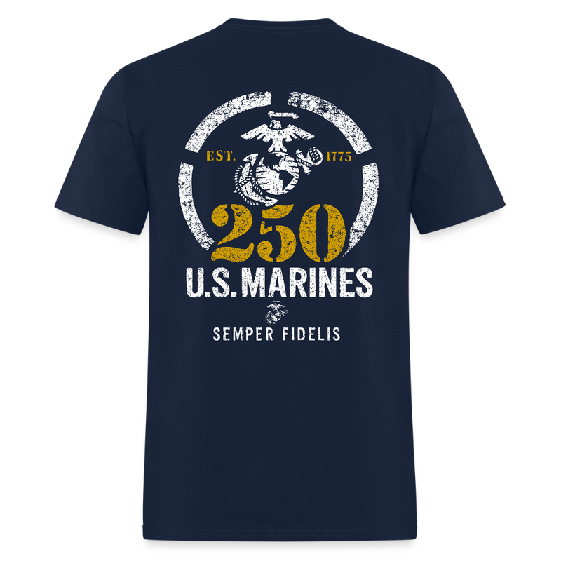 250th United States Marines Semper Fidelis Est. 1775 T Shirt - navy
