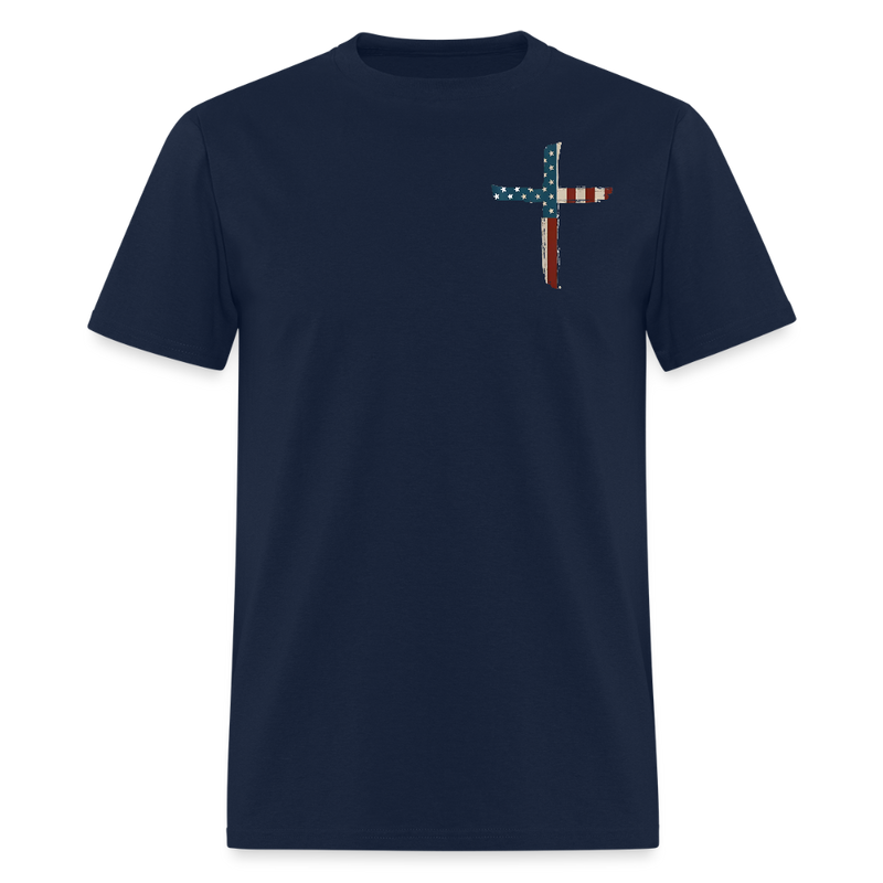 Stand For The Flag Kneel For The Cross Black T Shirt - navy